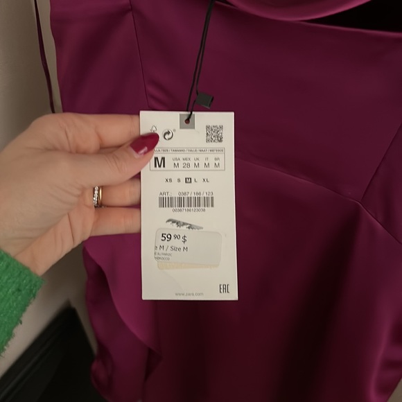 Zara NWT satin effect asymmetrical dress - Picture 6 of 6